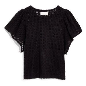 NWT Madewell Eyelet Flutter Sleeve Top SZ L